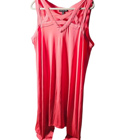 Karin Stevens Womens Sleeveless Coral Maxi Dress 22W With Criss-Cross Neckline E - Picture 1 of 4